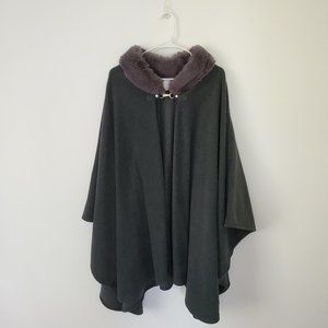 Liz Claiborne Faux Fur Lined Overcoat/Cape NWT